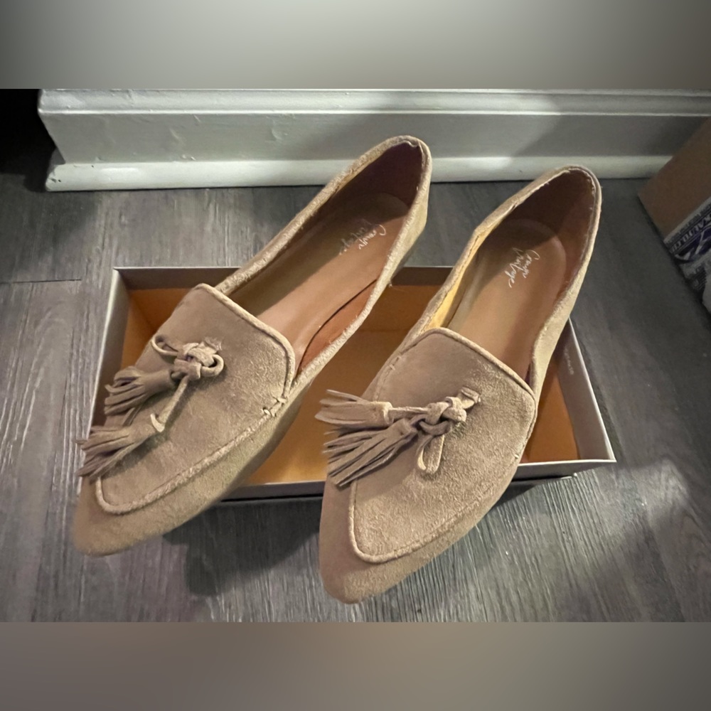 Women's Ederrasa Tassel Leather Flats Brown Slip On Pointed Toe | Size 9.5